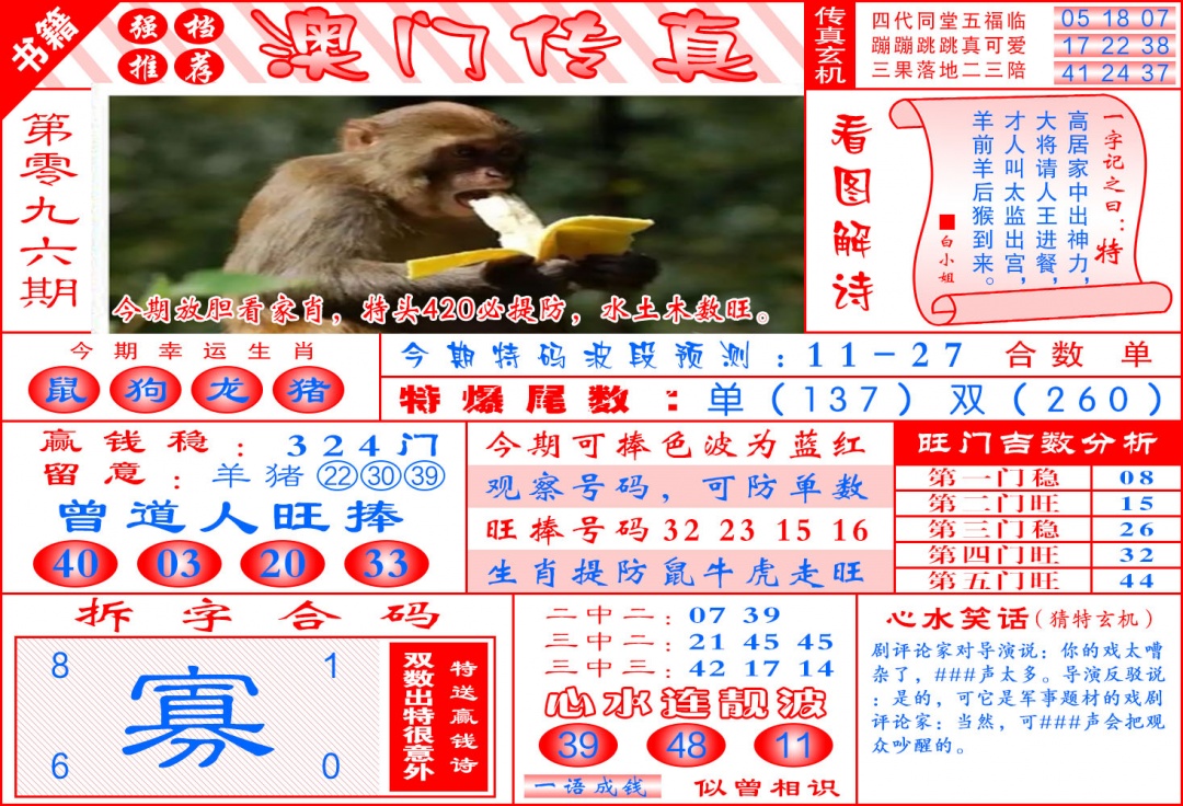 096期澳门传真玄机[图]